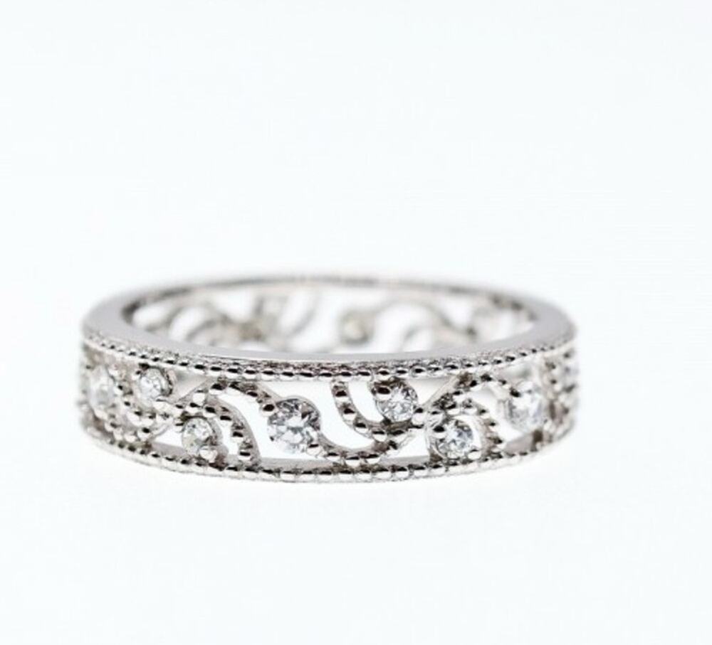 925 Sterling Silver CZ Band Ring Size 5.5